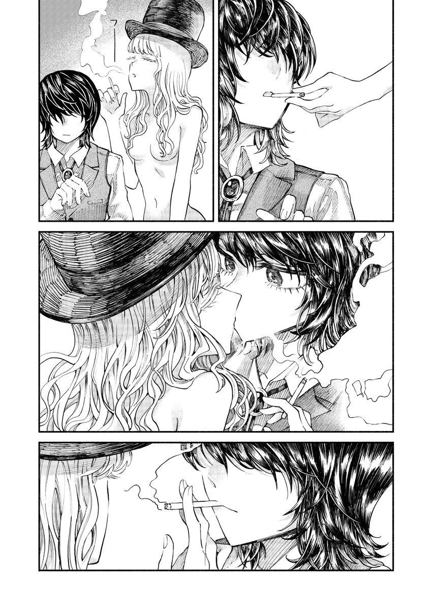 煙草を吸う女と男を一生描いていたい 煙草を吸う人間の手の動作が好きなので…🚬 