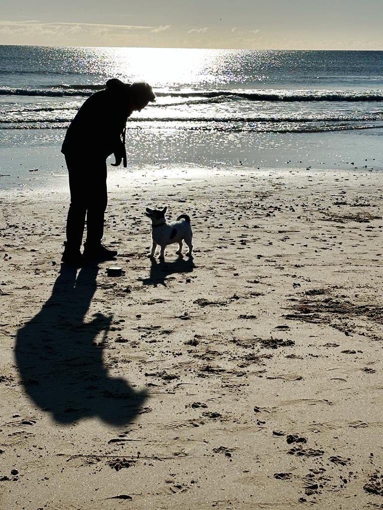 #bournemouthbeach morning jaunt with Eddie