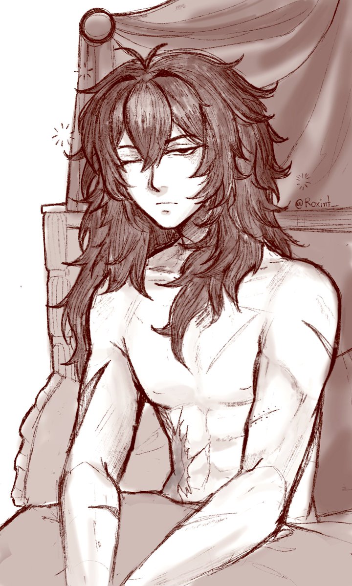 Roxint_'s tweet photo. draw him bc im sad😔 

#Diluc #DilucFanart #GenshinImpact https://t.co/HcKEhn2I17