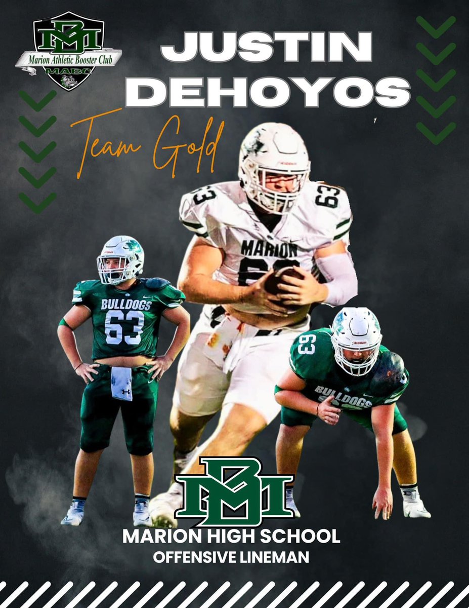 MarionAthBoost's tweet photo. Wishing one of our Seniors Good Luck as he has the opportunity to play in the All Star Game today at 5pm at the Alamodome! 

Go Justin! 

#mabc #football #marionbulldogs #marionpride #sanantonioallstargame https://t.co/9Bn89dehpj