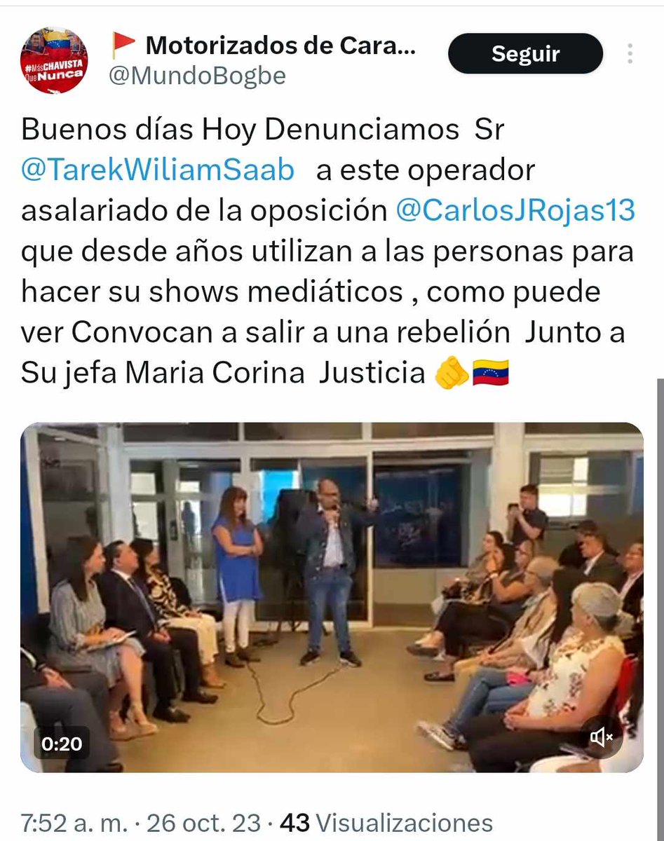 CarlosJRojas13's tweet photo. Debo denunciar como sigue el hostigamiento e #instigaciónalodio por parte del #CUPAZ a través de @MundoBogbe en @X-@TikTokLatAM,amenazan con agredirme además publican fotos de mi familia y amigos¡Les duele que denuncie accionar de los #colectivos armados sembrando terror en #Ccs! https://t.co/ZTD0Lx8rZA