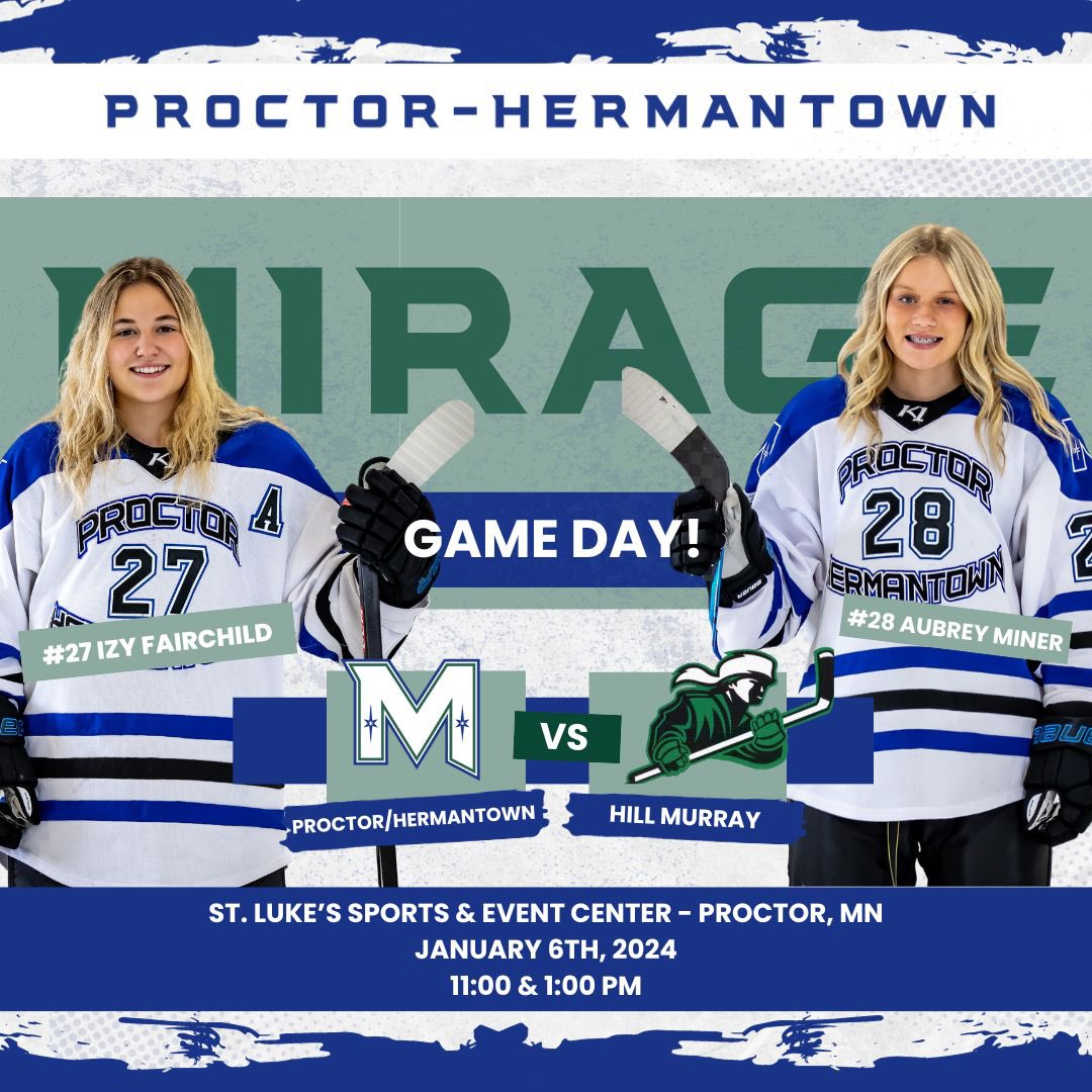✨MIRAGE GAME DAY!✨

Happy Game Day Mirage fans!!! See you today in Proctor as we take on Hill Murray!! 

Let’s go, Mirage!!! #hardworkworks 

📍St. Luke’s Sports &amp; Event Center
🆚 Hill Murray
⏰ 11:00/1:00 PM

📸 <a href="/FreewayNorth/">Freeway North Photography</a>