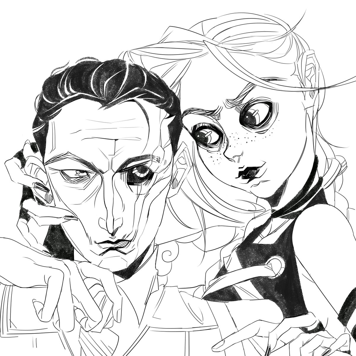 ChroBoom's tweet photo. A friend showed me the Arcane Season 2 teaser and it made me realize I have over 250 drawings of #Jilco. Here are the first few: https://t.co/7R9ukIhN1l
