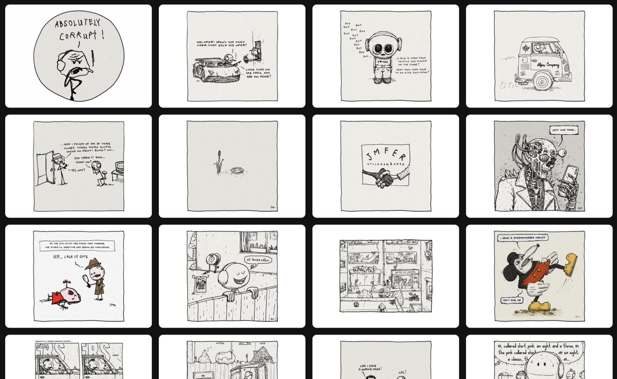 re-filled the 1/1 outlet collection
'drawings from the mind of am'
some have a date that links to a web3 event

open for offers today!
accepting all offers from 0.0069 and up tonight
get your weth out

pricing likely to auctions with a higher minimum after the weekend