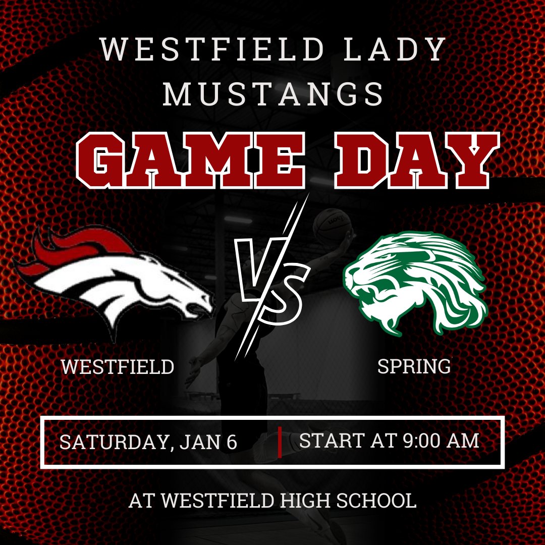 WestfieldGBB's tweet photo. π¨GAME DAY ALERT π¨
π - WESTFIELD GIRLS BASKETBALL
π - SPRING HS
π° - FR 9 AM JV 10:30 AM V 12 PM
π - WESTFIELD HS
#WESTFIELDGBB #LADYMUSTANGS #GOLADYSTANGS https://t.co/zXBySbw3mv
