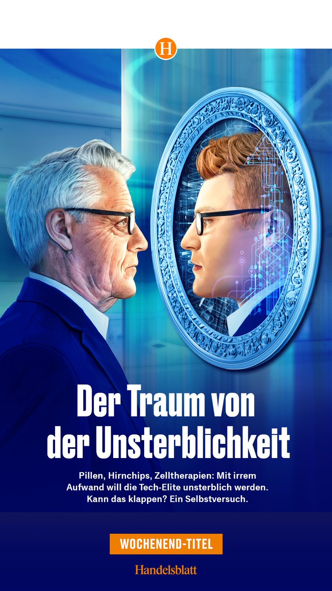 FelixHoltermann's tweet photo. Geht es nach der Tech-Elite, dann ist bald Schluss mit dem Tod! Immer mehr Leute experimentieren mit #Pillen, #Hirnchips &amp; Co. – am eigenen Körper. Ich’s hab’s ausprobiert. Die ganze Story im @Handelsblatt-Titel zu Verheißung&amp;Abgrund des #Longevity-Rauschs:https://t.co/KFgFfrzFdv https://t.co/JISvKod45E