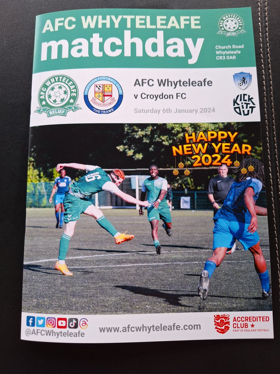 @NonLgeProgs @NonLeagueCrowd Printed programme for AFC Whyteleafe v Croydon in the SCEFL Div.1 Cup - 6/1/2024