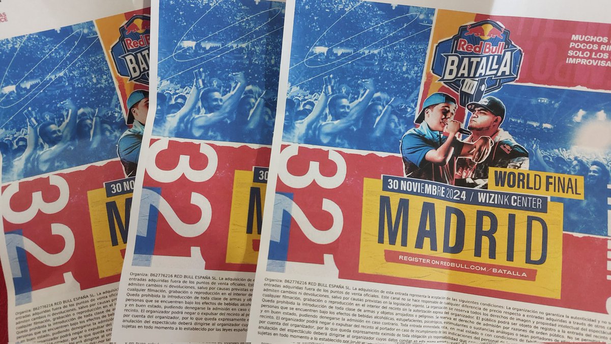 Estoy flipando, voy con mí padre y mí madre jajajajajajajajja.... gracias Reyes Magos....
<a href="/redbullbatalla/">Red Bull Batalla</a> <a href="/FMSEspOficial/">FMS España 🇪🇸</a> <a href="/FMSIntrnacional/">FMS Internacional</a> <a href="/redbull/">Red Bull</a> <a href="/redbullESP/">Red Bull España</a> <a href="/RedBullMusic/">Red Bull Music</a>