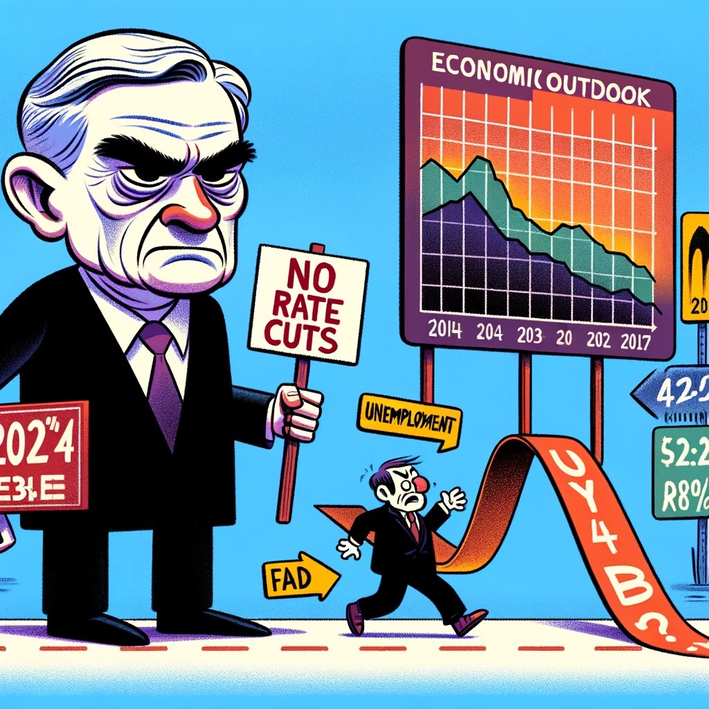 JThitron's tweet photo. Contrarian Economic Outlook 2024: No Fed rate cuts expected in first 7-9 months. CPI and unemployment rates to show minimal fluctuations, maintaining near-current levels. #Economy2024 #FederalReserve https://t.co/SBp4yTsmc8