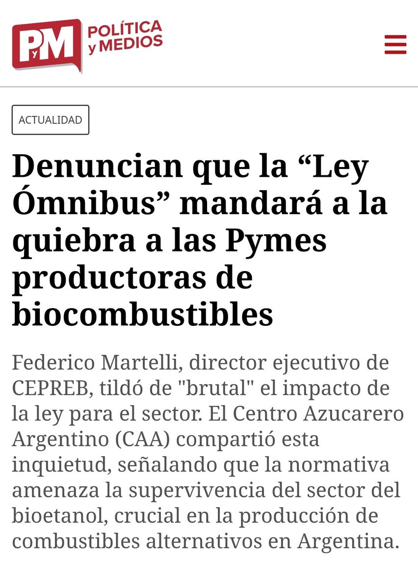 MartelliFede's tweet photo. La #LeyÓmnibus mandará a la quiebra a todas las empresas pymes productoras de #biodiesel y a miles de #pymes de todos los rubros en todo el país. 
Hay que frenar en el #Congreso este intento de socavar la estabilidad nacional y empobrecer a los argentinos. 
#LeyOmnibusNoPasa https://t.co/CDOl9eJt9v