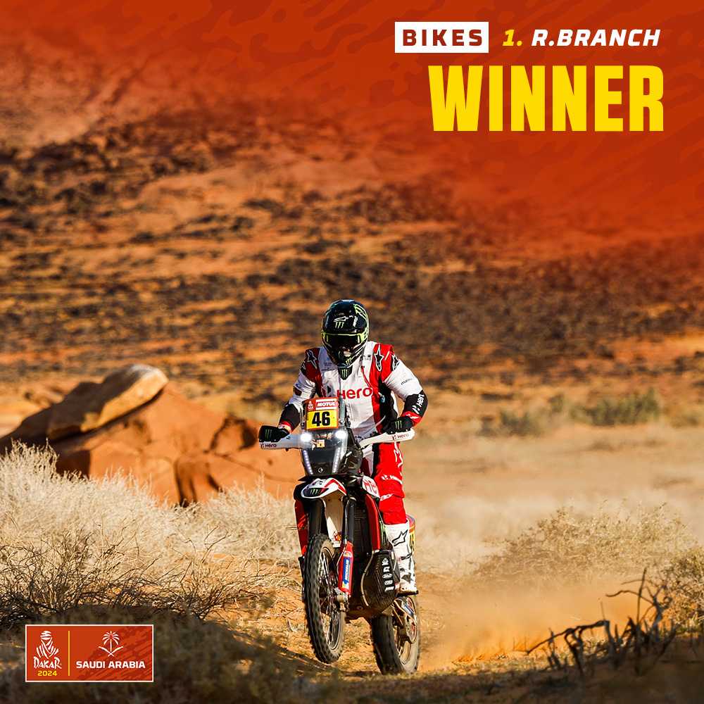 🏁 Stage 1️⃣ - Bikes 🏍

Provisional top 3:
🥇 Ross Branch
🥈 Ricky Brabec
🥉 Mason Klein

Branch secures his fourth career Dakar stage win 🔝

See the full results and standings here 👉
dakar.com/en/rankings

#Dakar2024
