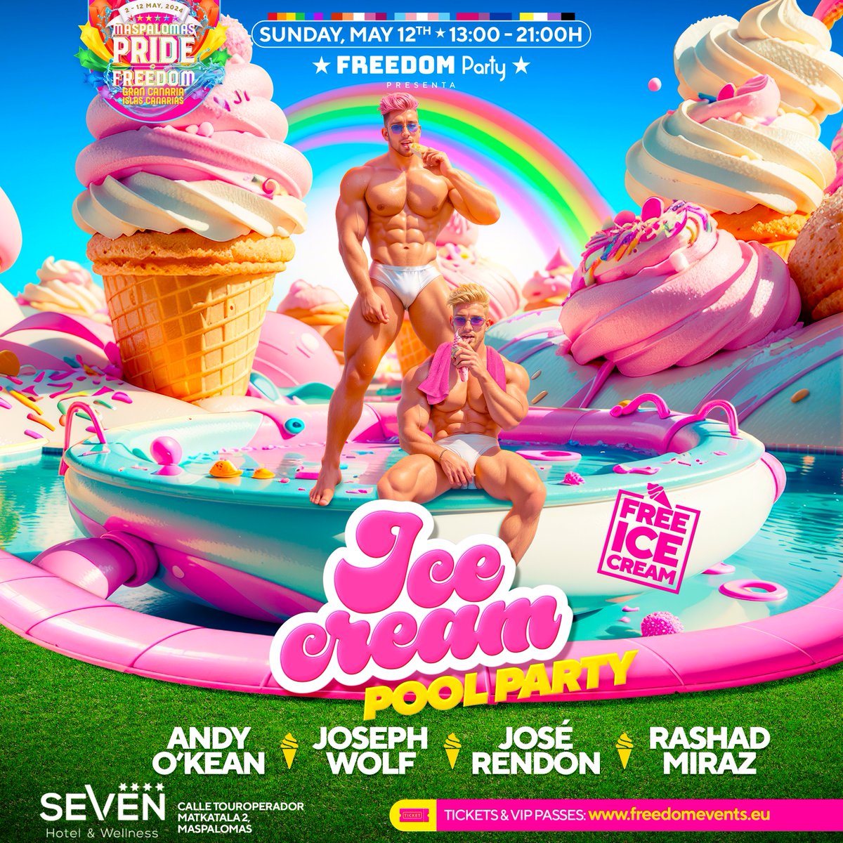 Ice Cream is back, the LGBT pool party that will make you melt with fun!  freedomevents.eu/es/freedom-par… 
Music by  @dj_andyokean @dj_josephwolf
<a href="/joserendondj/">Joserendondj</a> @rashadmirazdj