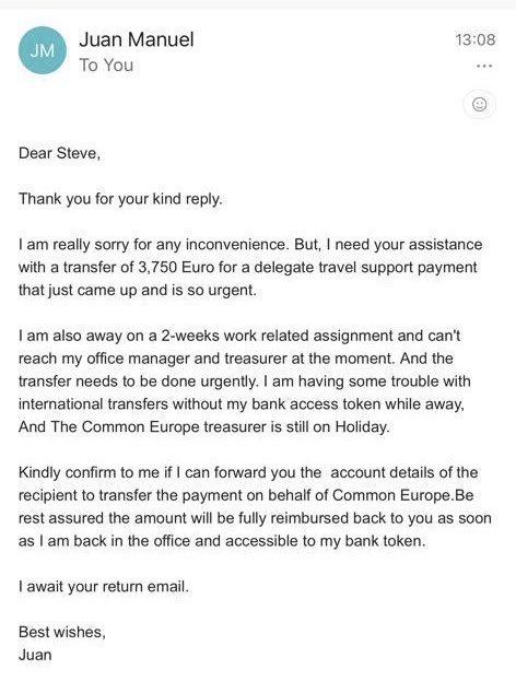 Phishing alert! We will never contact you asking for money this way. Please report any suspicious activity and contact us in case of doubt in our officials comeur.org emails