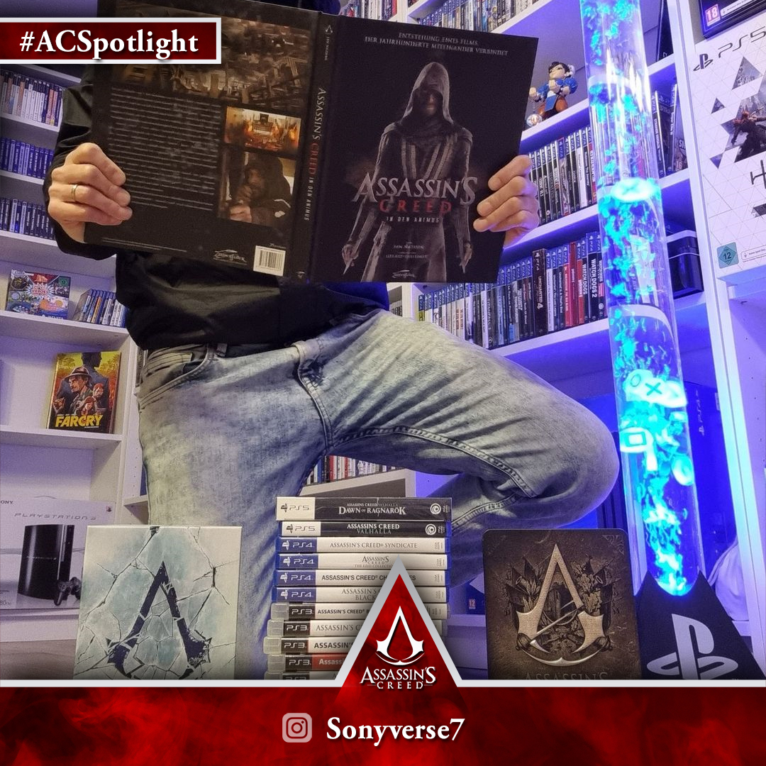 Assassins_GSA's tweet photo. Sonyverse7 will uns vielleicht nicht sein Gesicht zeigen, dafür aber seine #AsssassinsCreed Sammlung. Zum Glück für ihn interessiert uns beim #ACSpotlight nichts mehr, als ein paar großartige Schmuckstücke bewundern zu können. 😁✨ https://t.co/czFBbitFSa