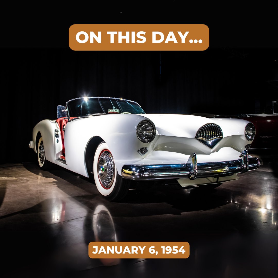 Featuring a fiberglass body, a convertible top with three positions, and distinctive sliding doors, the Kaiser Darrin roadster was introduced for sale on January 6, 1954.