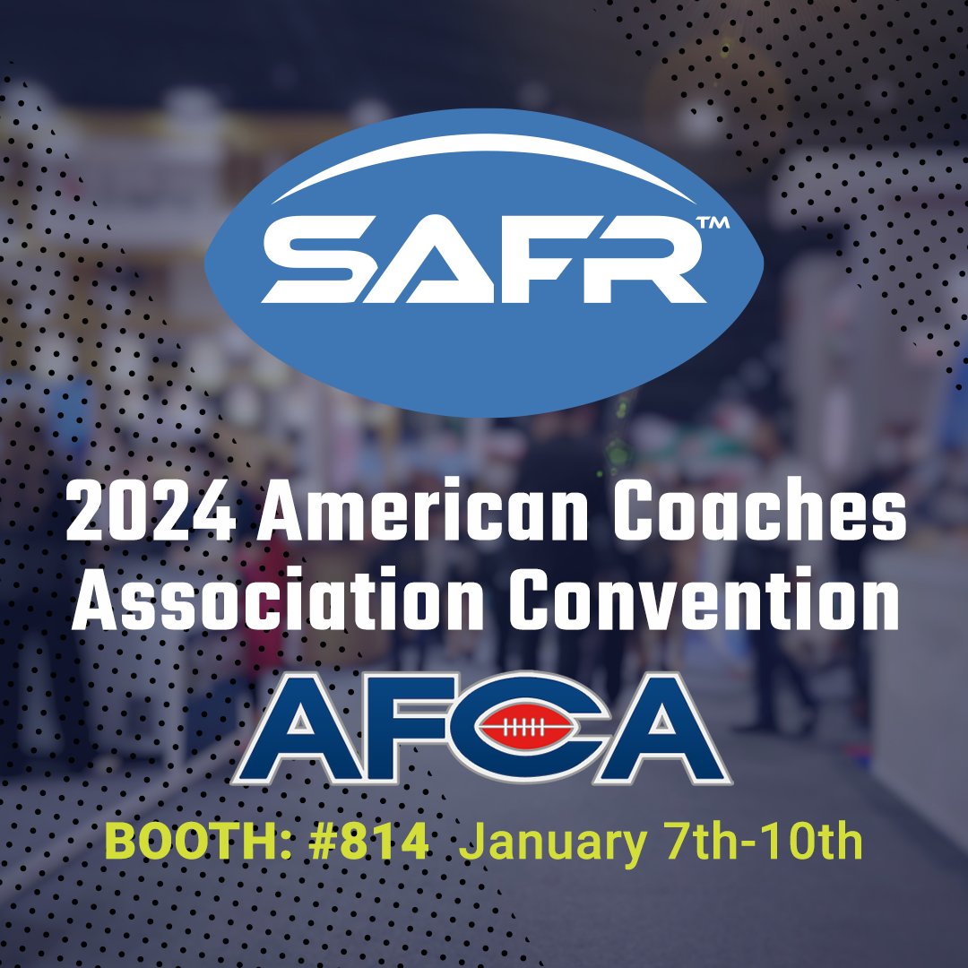 SafrSports's tweet photo. 📣 Exciting News! SAFR is thrilled to announce our presence at the @weareafca Convention from January 7th-10th, 2024, in Nashville! 🤠 Join us and learn more about our GAME DAY READY helmet cover solution! #AFCAConvention #SAFR #FootballInnovation #weareafca #gamedayready https://t.co/fvLXsyYLJu