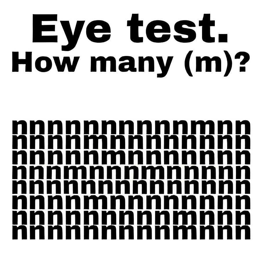 FirstDoctor's tweet photo. Simple eye test, how many M's can you see here? https://t.co/8si1ltsThA