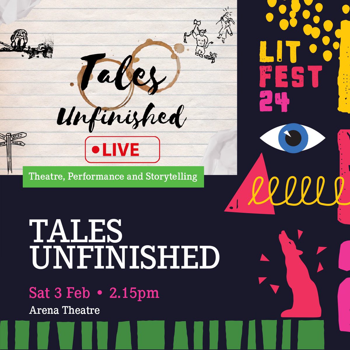 TaleUnfinished's tweet photo. 📣 We will be with you LIVE and in person in just under a month! 📣
It would be fantastic if we could have you in the audience for our show - you can even help or hinder the players.
Book your tickets below and don’t forget to share this with your friends
https://t.co/YbF5GbnzH1 https://t.co/b6gnEmf7wT