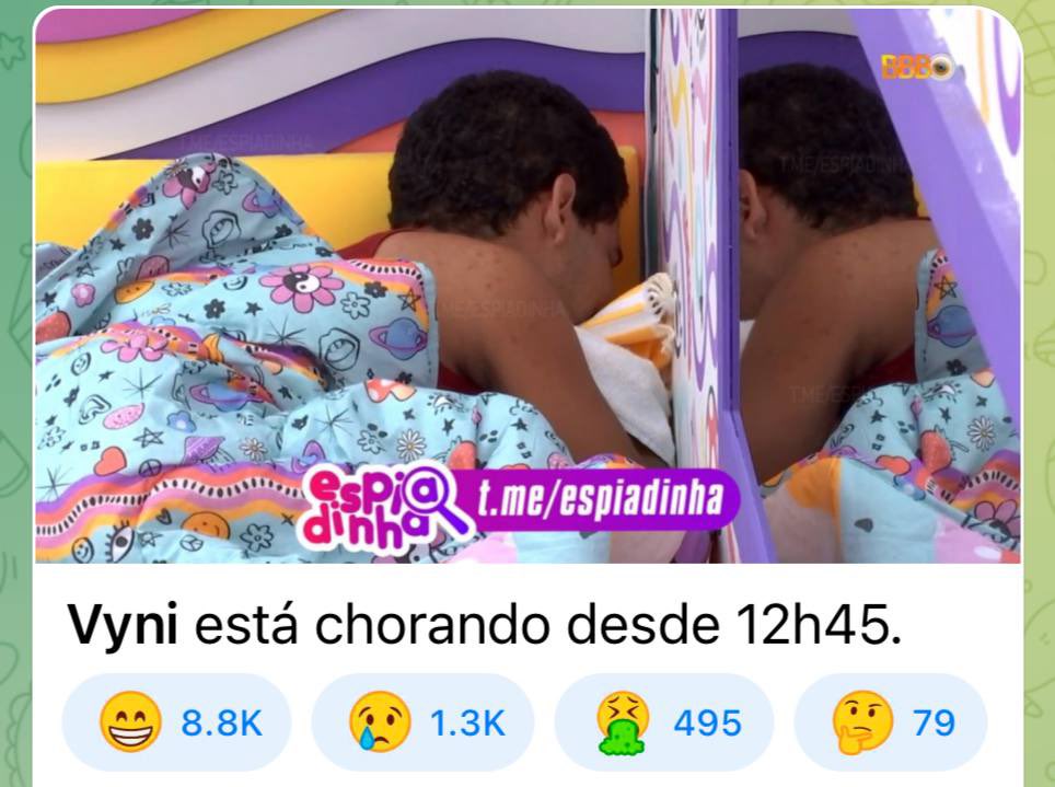 paiva's tweet photo. finalmente chegou a época de voltar pro telegram e passar o dia todo rindo com essas legendas #bbb24 https://t.co/KjqZToBDZT