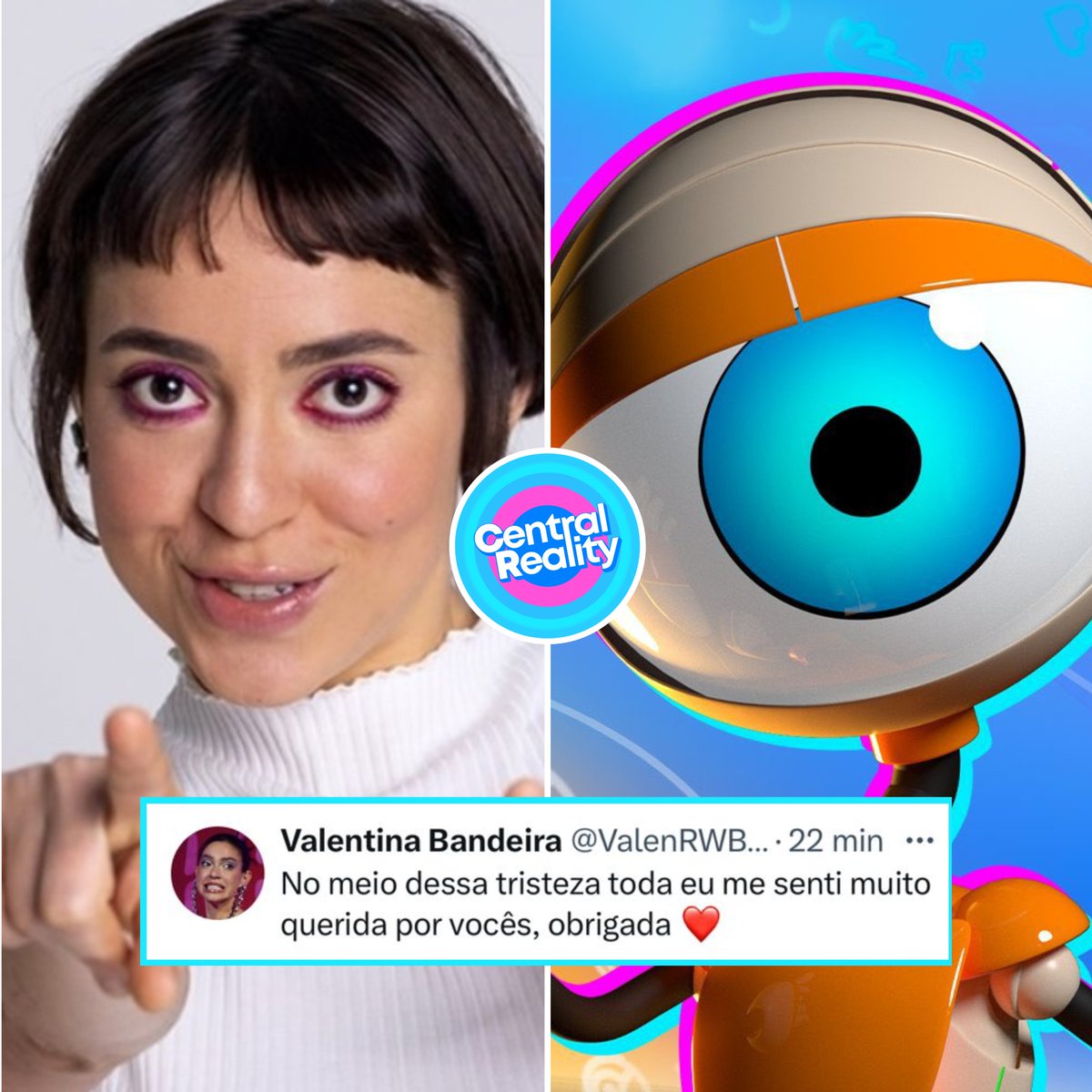 centralreality's tweet photo. 🚨VEJA: Valentina Bandeira faz publicação após ser afastada do time do #BBB24.

A apresentadora estaria no bate-papo com o eliminado, mas foi retirada do casting após vazar a informação. https://t.co/BmDtOOK4fS