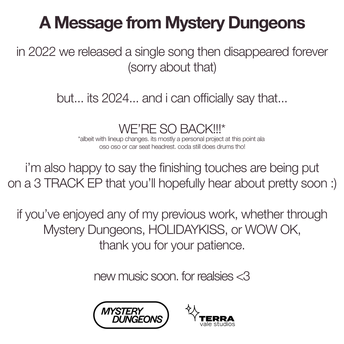 and now... a message from Mystery Dungeons!