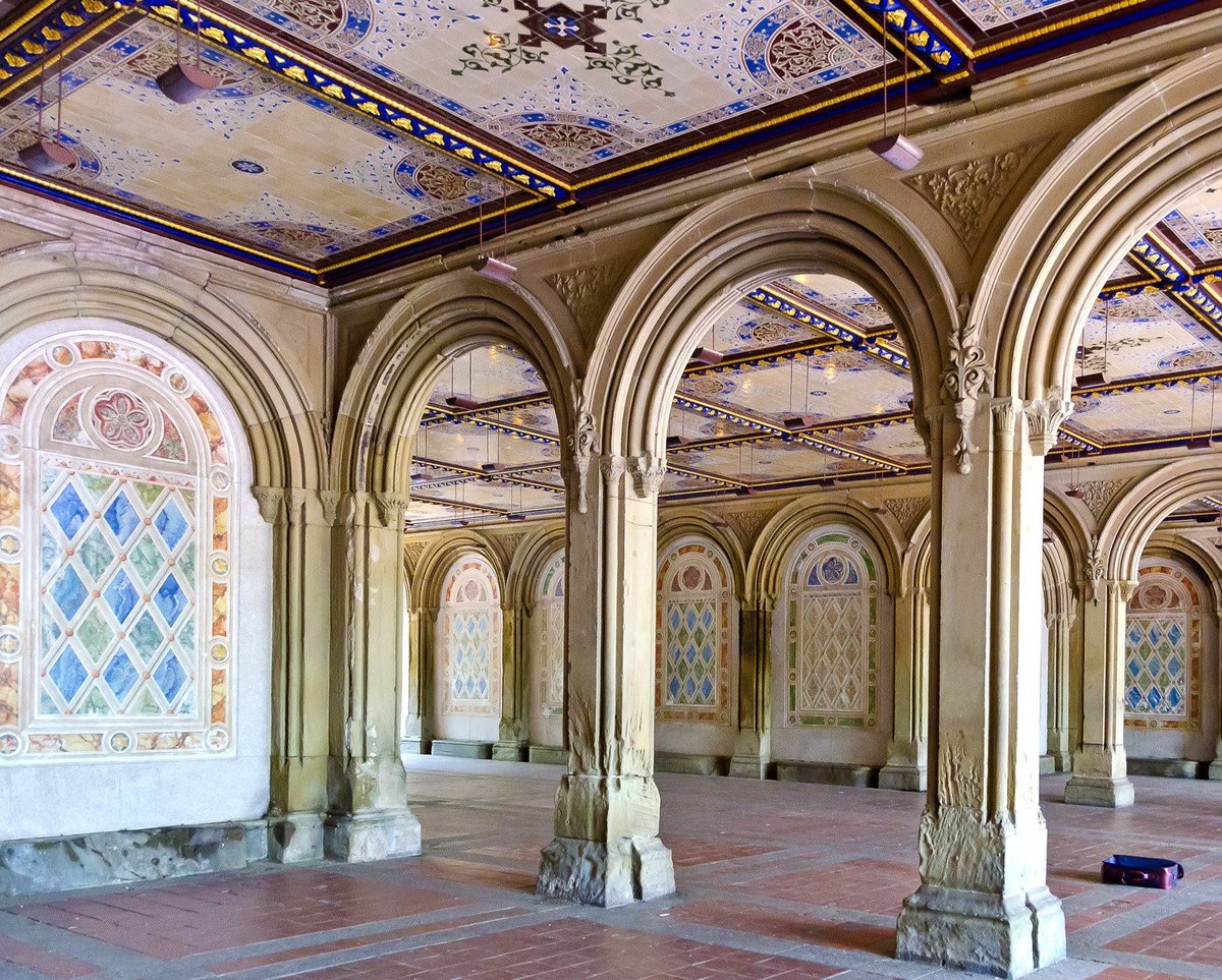 You can admire the only known example of a Minton tile suspended ceiling at #BethesdaTerrace Arcade in #CentralPark It's also a great place to duck out of the weather for a moment!