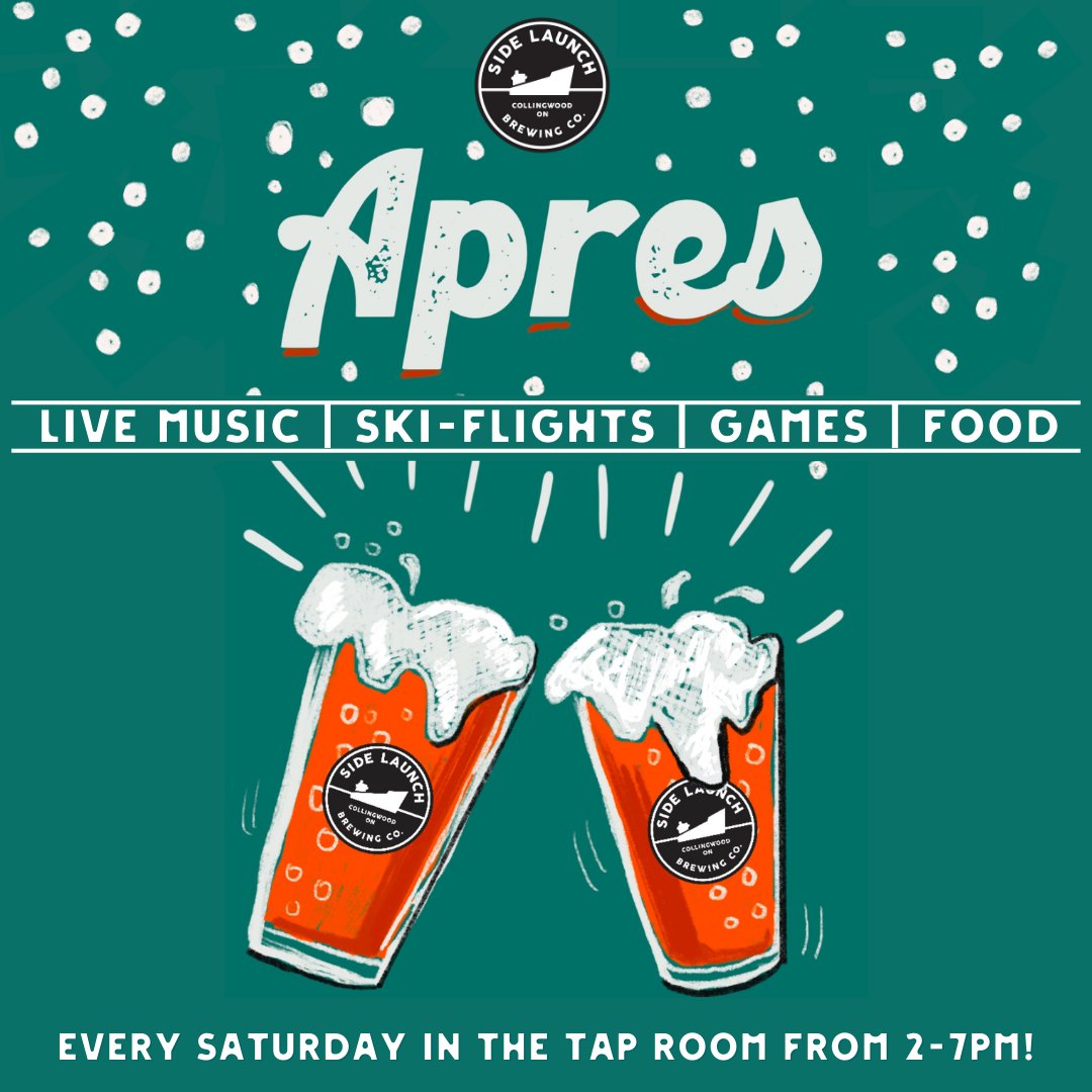 APRES SATURDAYS HAVE RETURNED! ⛷️ Kick off the ski season with #SideLaunch on January 13th at our first 90's themed Apres Saturday at the Tap Room from 2-7PM. Stay tuned as we announce other exciting pop-up vendors! 🍻
