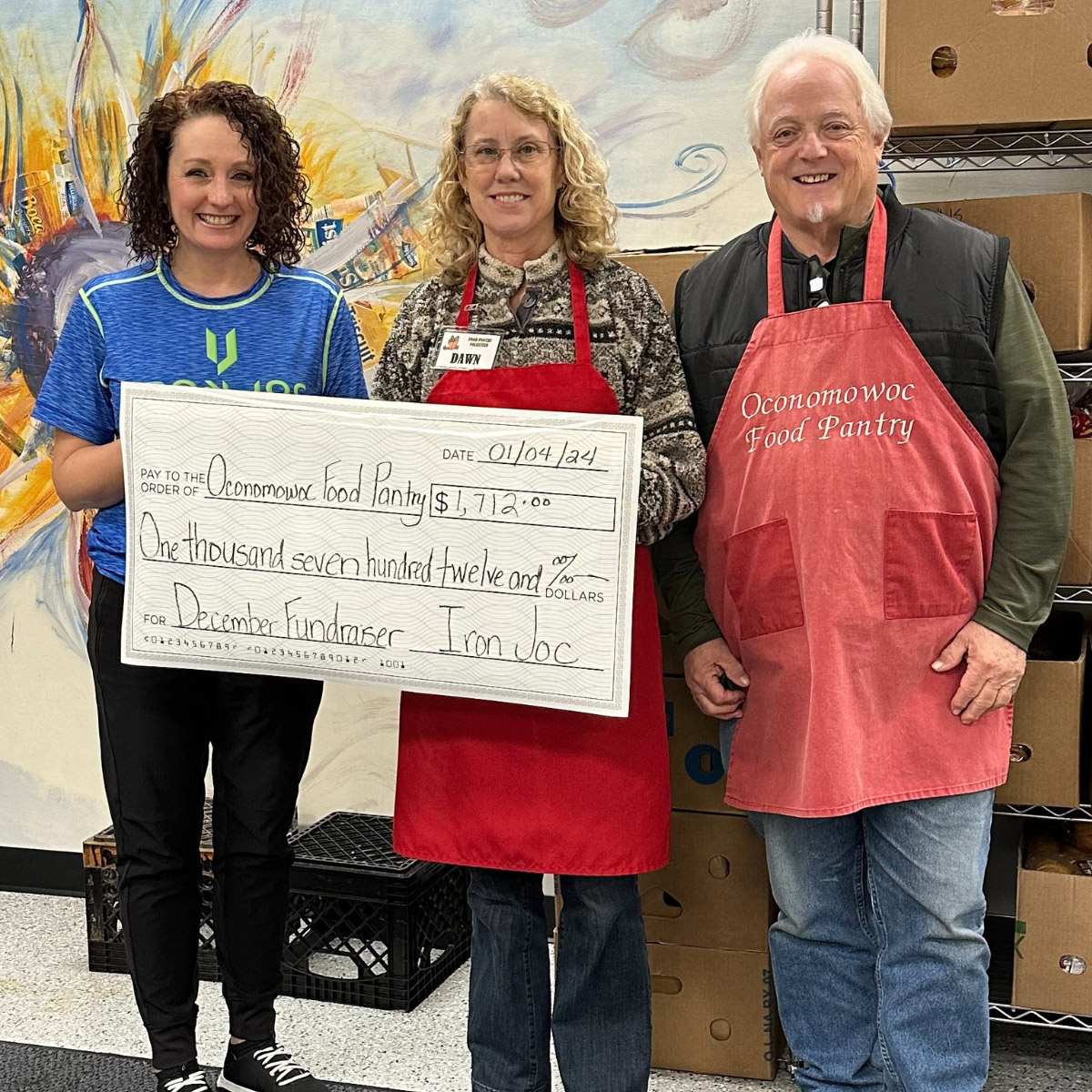 All because of you! In Dec. we ran a promotion where a % of all Iron Joc sales went to the Oconomowoc Food Pantry. Last week our VP of Customer Service Tash presented the check, helping families in need.

We definitely have plans to do this again + increase the donation amounts!