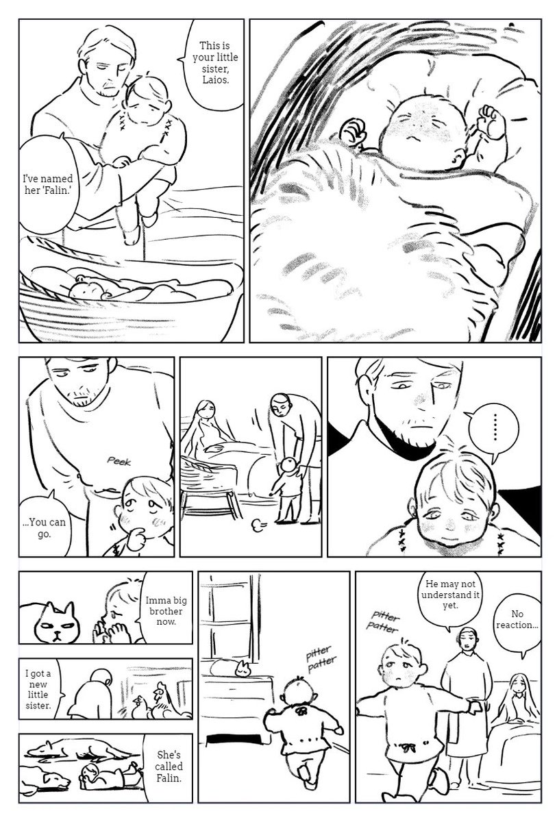 jellysheepie's tweet photo. I don't talk about him nearly as much but Laios is such a wonderful brother. 90% of the time his antics are played as comic relief but moments like this, showing how much Falin is the axis his world turns on, give his character a strong core and make him really shine https://t.co/sESL6XUNzE