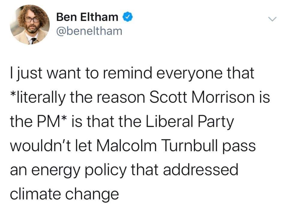 Raven_Satanas's tweet image. #NeverForget the reason we ended up with #ScottyTheCompletePsycho was due to the #CoalitionCrimeFamily not wanting to put in place a policy to address Climate Change. Gee how did that turn out 🤔