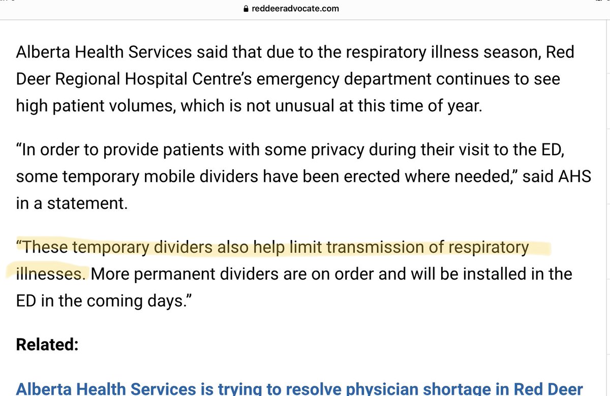 @jvipondmd Alberta Health Services thinks that tarpaulins and duct tape limit the transmission of respiratory illnesses. So this is where we are.