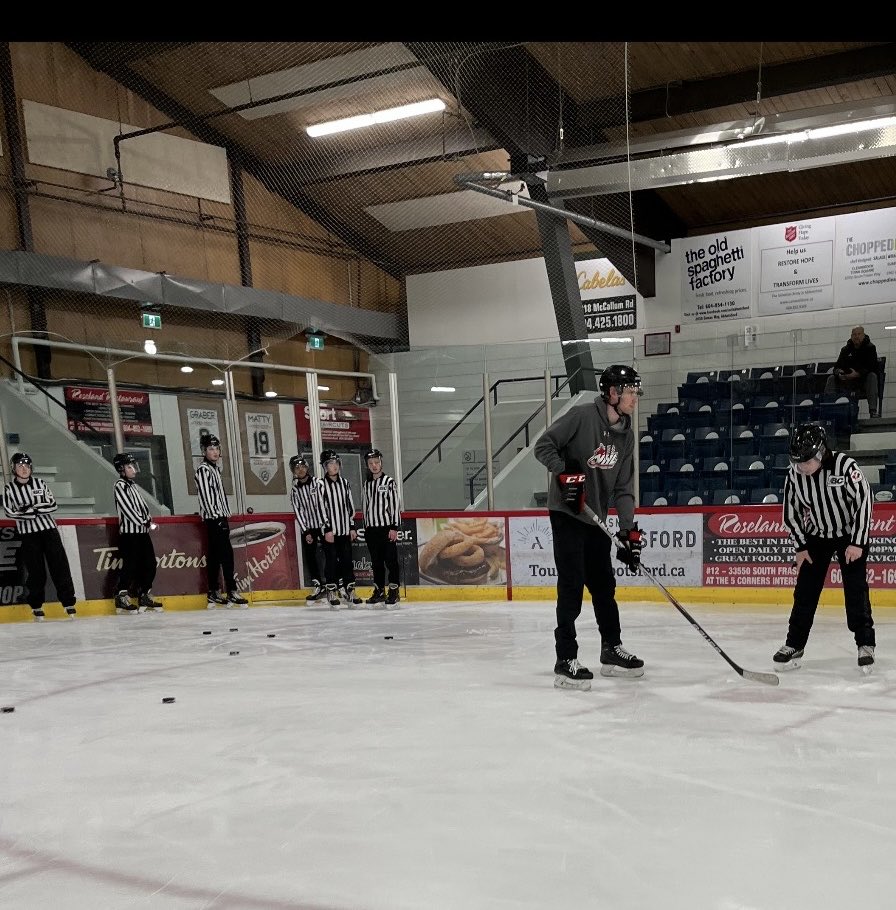 Officials have returned to the ice for the first Officiating Development sessions of 2024 including this one inside Matsqui Sumas Abbotsford Arena in the Fraser Valley. #morethandroppingpucks