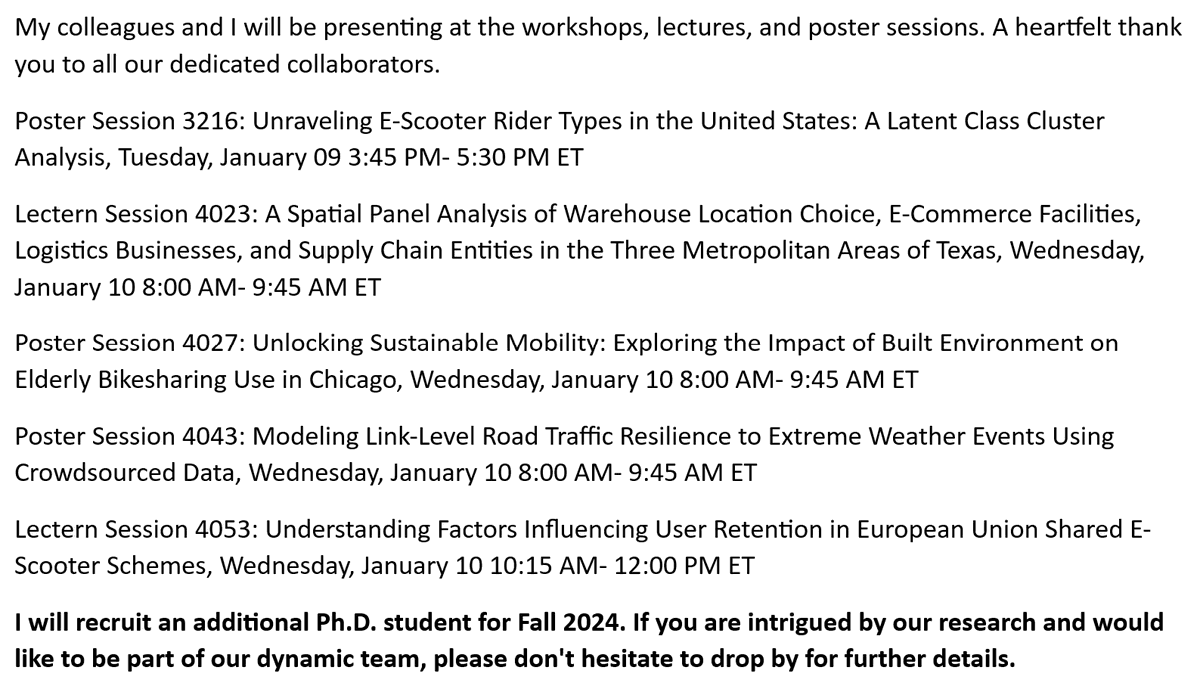 wang_kailai's tweet photo. I'll attend the TRB2024 annual meeting next week. Welcome to the inaugural CYBER-CARE Workshop! We extend a warm invitation for you to join us! https://t.co/obzrBBBtGk