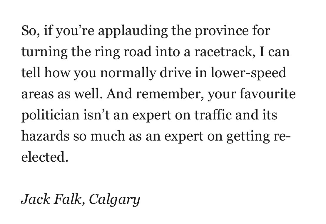 Some great commentary from retired police officer Jack Falk in the Letters to the Editor in the Herald today. Here’s a snippet of what he’s said but read the whole thing here: calgaryherald.com/opinion/letter… #yyccc #yyc