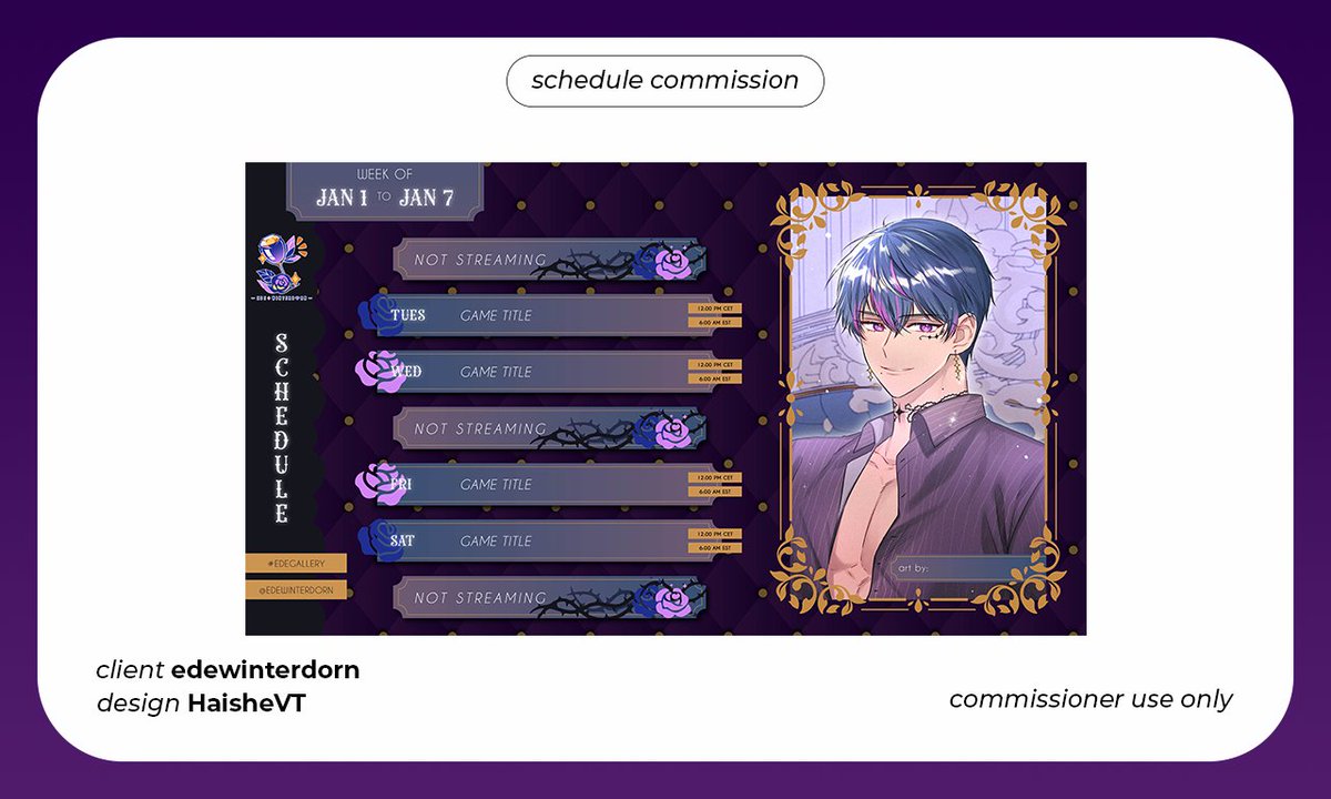 ╭────── ✦ .  ⁺  .☾ .  ⁺  . ✦ ──────╮

stream overlays &amp; schedule for @/edewinterdorn

╰────── ✦ .  ⁺  .☾ .  ⁺  . ✦ ──────╯
๋
♡ + ↻  are appreciated

【#Vtuber #VGenComm #HaisheCrafts 】