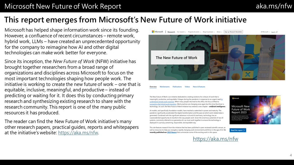 jteevan's tweet photo. Never have so many orgs at Microsoft (MSR, product, marketing, strategy, HR, facilities) collaborated on research as with #NewFutureofWork initiative (https://t.co/KmVXe70O4V). And it's had broad impact: on product, internal policy, and externally. #Slide4 https://t.co/nbHxsMiFrF https://t.co/pSNkTN5jfm