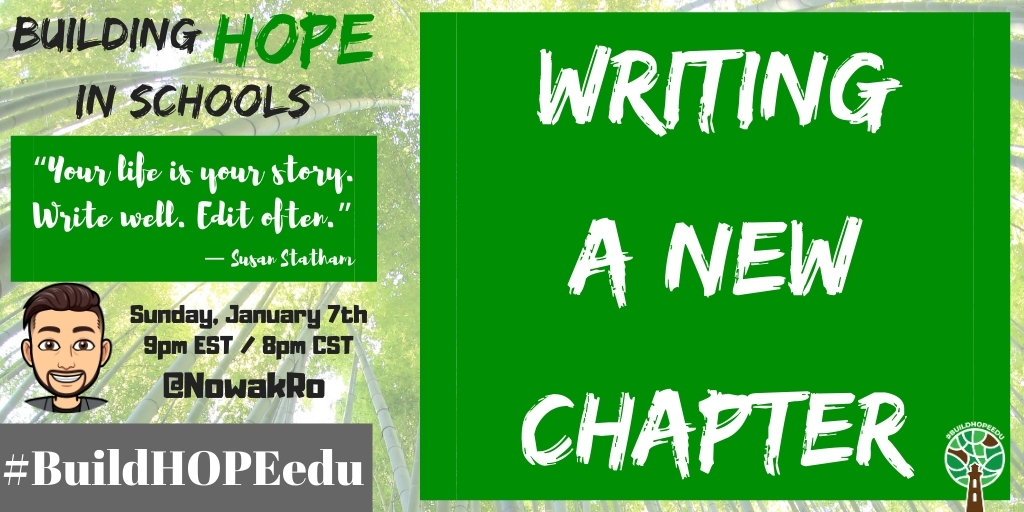 “Your life is your story. Write well. Edit often.” — Susan Statham Join us Sunday, January 7th @ 9pm EST/8pm CST for our first #BuildHOPEedu chat of 2024. Together, let us talk about Writing a New Chapter. Be the author of your life. #CodeBreaker #satchat #LeadLAP #edchat