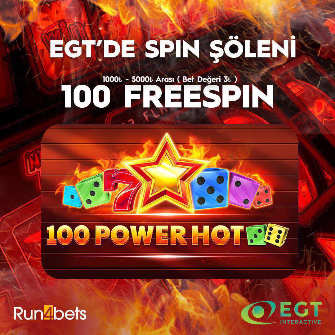 💣 Run4bets ile Egt Şölenine Katıl !

🎰 100 Power hot oyununda ekstra spin sizlerle !

🎁 1.000₺ - 5.000₺ arası 100 Freespin (3₺ bet) değerindedir !

📞 Detaylı bilgi için telegram adresimizi takip edebilirsiniz ; t.me/Run4betss !

🔔 cutt.ly/Run4Bets