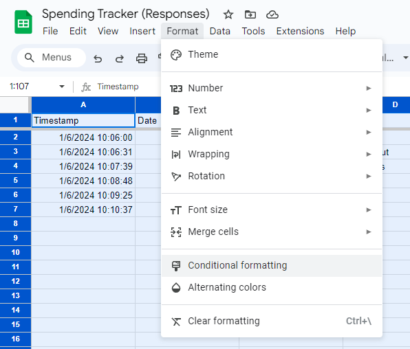 NoobTheta's tweet image. 📕: #SpendingTracker - Data 1/2
- Some tips on how I manage the Google Sheets
- 1. Delete all unused columns - highlight all columns, right click, choose delete
- 2. Conditional format by Group (see attached images), choose, click &quot;+Add another rule&quot; and repeat for all 4 groups.