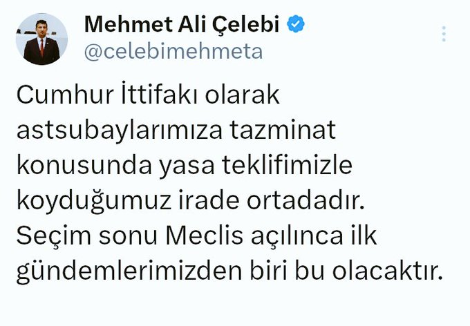 Hamdolsun  #AssubaylaraTazminat  lafına  doyduk.. Seçim bitti. Diğer seçime geldik.

<a href="/RTErdogan/">Recep Tayyip Erdoğan</a>
<a href="/tcsavunma/">T.C. Millî Savunma Bakanlığı</a>
@AKparti
<a href="/refik_ozen16/">refik ozen</a>
<a href="/celebimehmeta/">Mehmet Ali Çelebi</a>
<a href="/MHP_Bilgi/">MHP</a>
<a href="/erkanakcay45/">Erkan Akçay</a>
<a href="/kocakkonuralp/">Konur Alp Koçak</a>
@FOXhaber
#AssubaylaraTazminat
