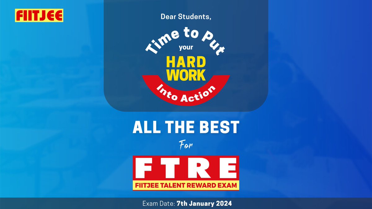 fiitjeemumbai's tweet photo. Dear Aspirants,
Time to put your hard work into action.
All the best for tomorrow's exam.
#FTRE #JEEMain #AllTheBest #JEEAdvanced https://t.co/W3pYxXKuz0