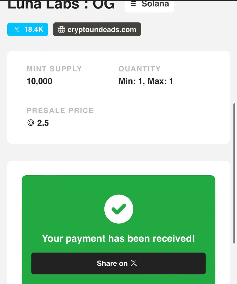 Fobar_'s tweet photo. Woke up to a little pre sale gift 🎁

@cryptoundeads @LunaLabsVC https://t.co/z3IrfrgCyv