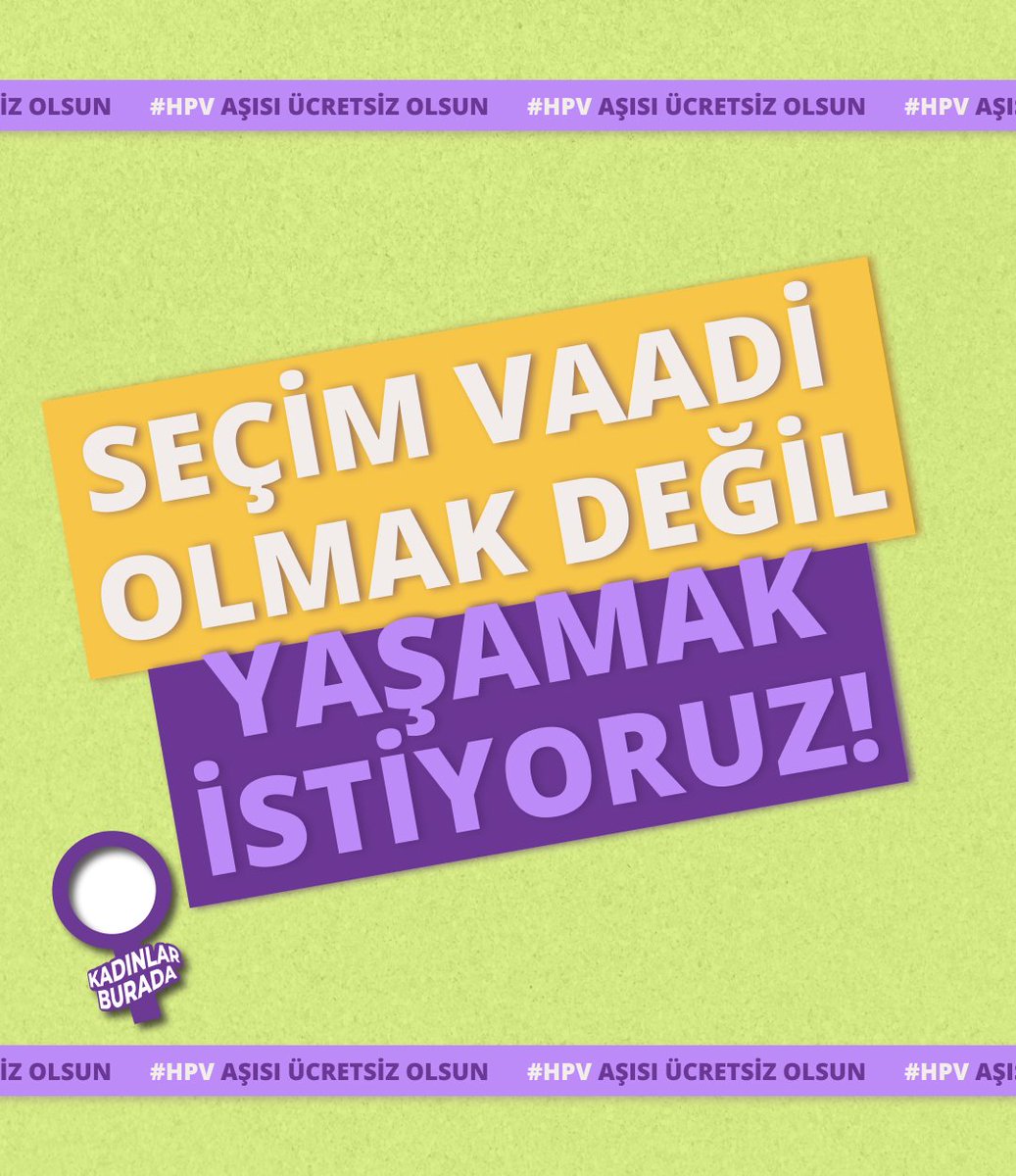 🟣 Sağlık Bakanı’nın Kasım 2022’de yaptığı açıklamadan bu yana binlerce kadın esasen ‘önlenebilir’ olan rahim ağzı kanseriyle yaşamak zorunda bırakılmış, bu kadınların bir kısmı kansere bağlı sebeplerle hayatını kaybetmiştir.
#HPVAşısıÜcretsizOlsun