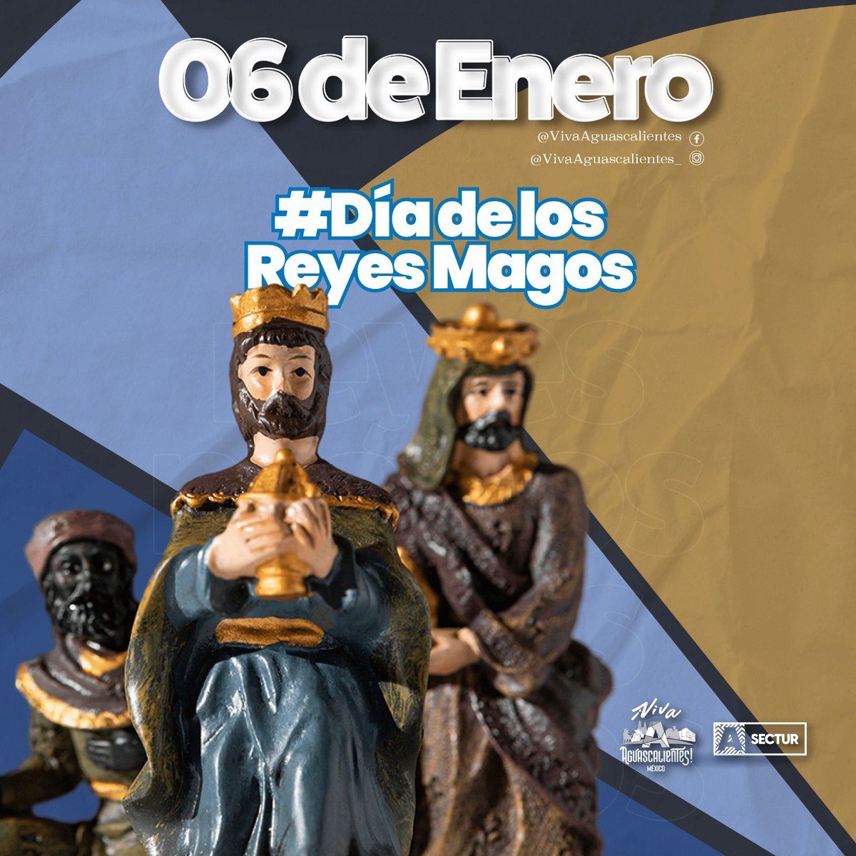 Aguascalientes's tweet photo. En este Día de Reyes Magos, compartimos la alegría y la ilusión que nos brinda la tradición.
Deseamo que la magia de este día ilumine cada rincón de sus vidas con prosperidad y felicidad.👑🌟
#SecTurAgs
#ReyesMagos
#VivaAguascalientes https://t.co/vW4e3VokyY