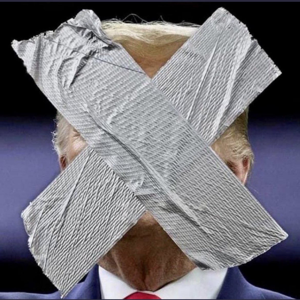 Damaan4u33's tweet photo. The best use for Duck Tape ever! Getting tired of seeing his smug mug. Who else agrees? ✋✋✋ https://t.co/B8Ypw0vniu