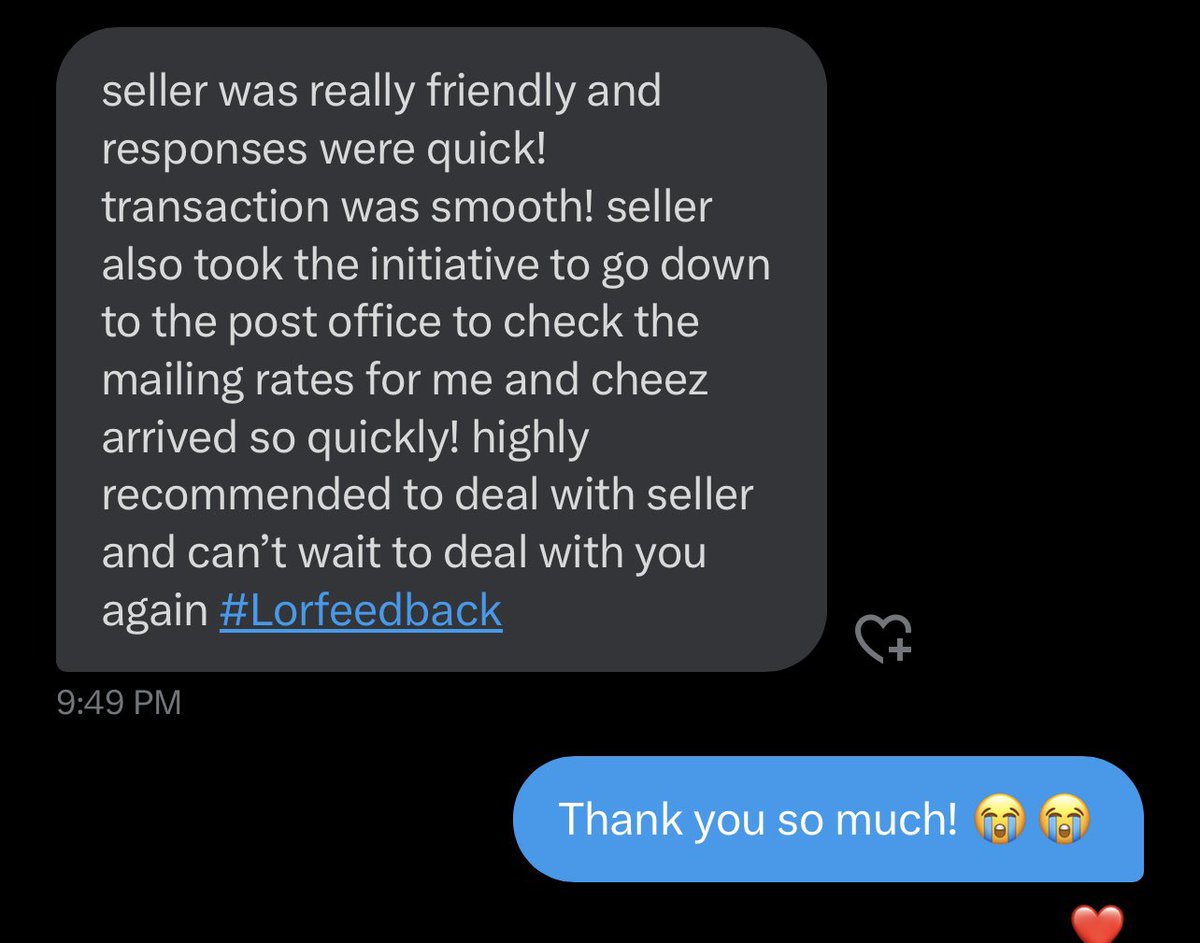 HMrol05's tweet photo. WTS feedbacks
Thank you again to my buyers for trusting me!
#Lorfeedback https://t.co/bk9Ec4H7uN