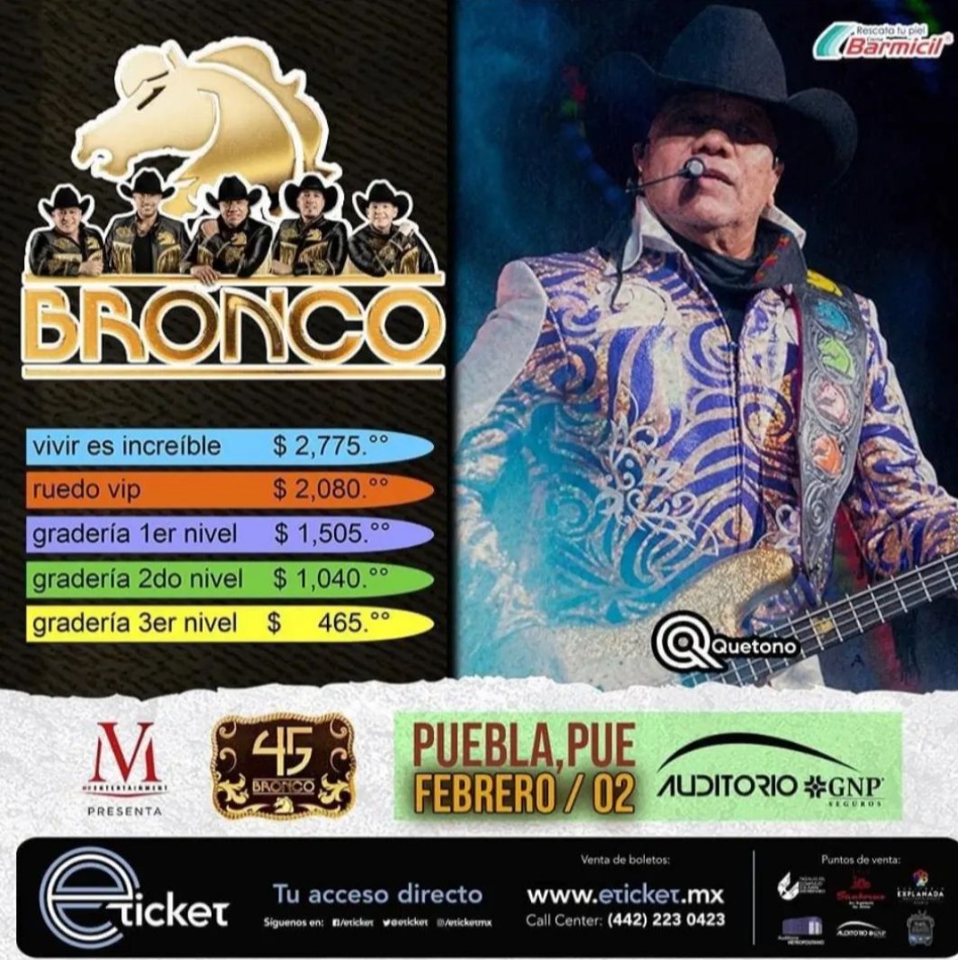 Bronco regresa a Puebla para festejar su 45 aniversario con un espectáculo renovado y cantando todos sus éxitos.
