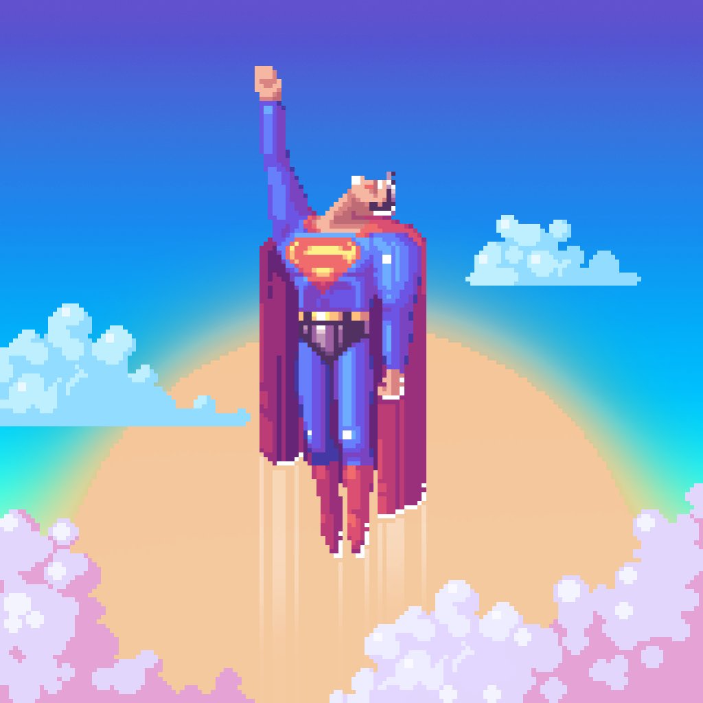 phobik's tweet photo. I’m superman… :] first pixelart in #2024 #pixel #superhero #aseprite @pixquare #ilovepixel #superman #krypton #byphob https://t.co/bAQcSMQoF2