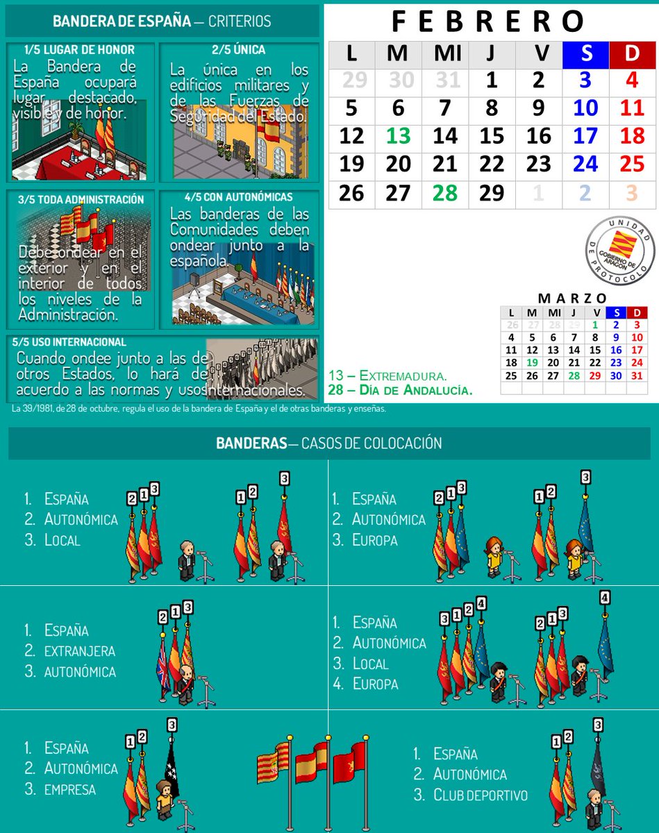 2/12 #Protocolo de #banderas para febrero. “En la bandera de la libertad bordé el amor más grande de mi vida.” García Lorca. <a href="/OPPEprotocolo/">Observatorio Profesional de Protocolo y Eventos</a> <a href="/OICP_Protocolo/">OICP</a> <a href="/aeprotocolo/">aeprotocolo</a> <a href="/GobAragon/">Gobierno de Aragón</a>