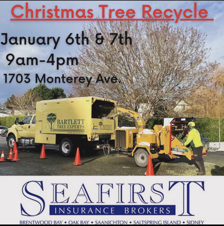 ctbails's tweet image. The @oakbayfire Tree Recycle today and tomorrow from 9am-4pm! 100% of proceeds go to @OakBayHigh grad bursaries. #oakbay #yyj